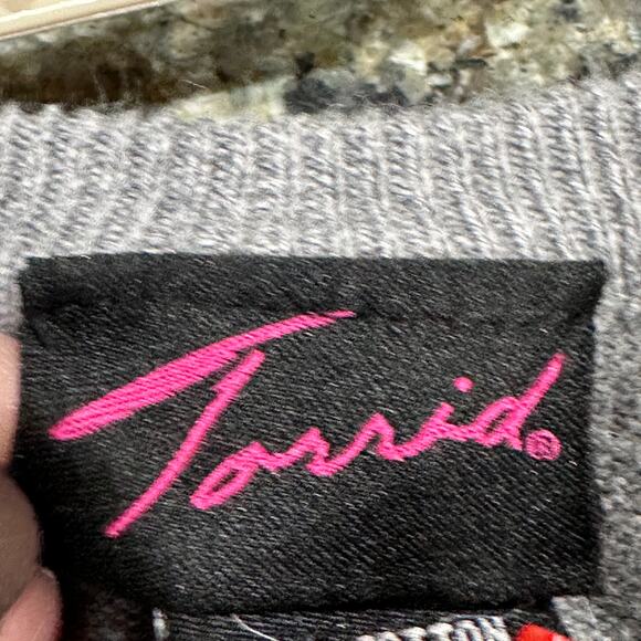 Torrid Cardigan Plus 2X Gray Sequined Accent Button Up Long Sleeves Sweater - Picture 9 of 9